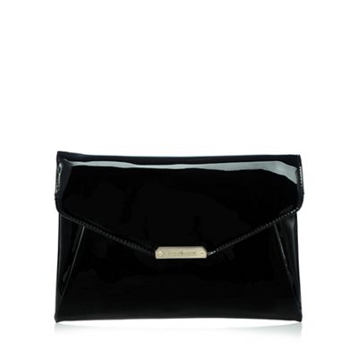 Designer black patent clutch bag
